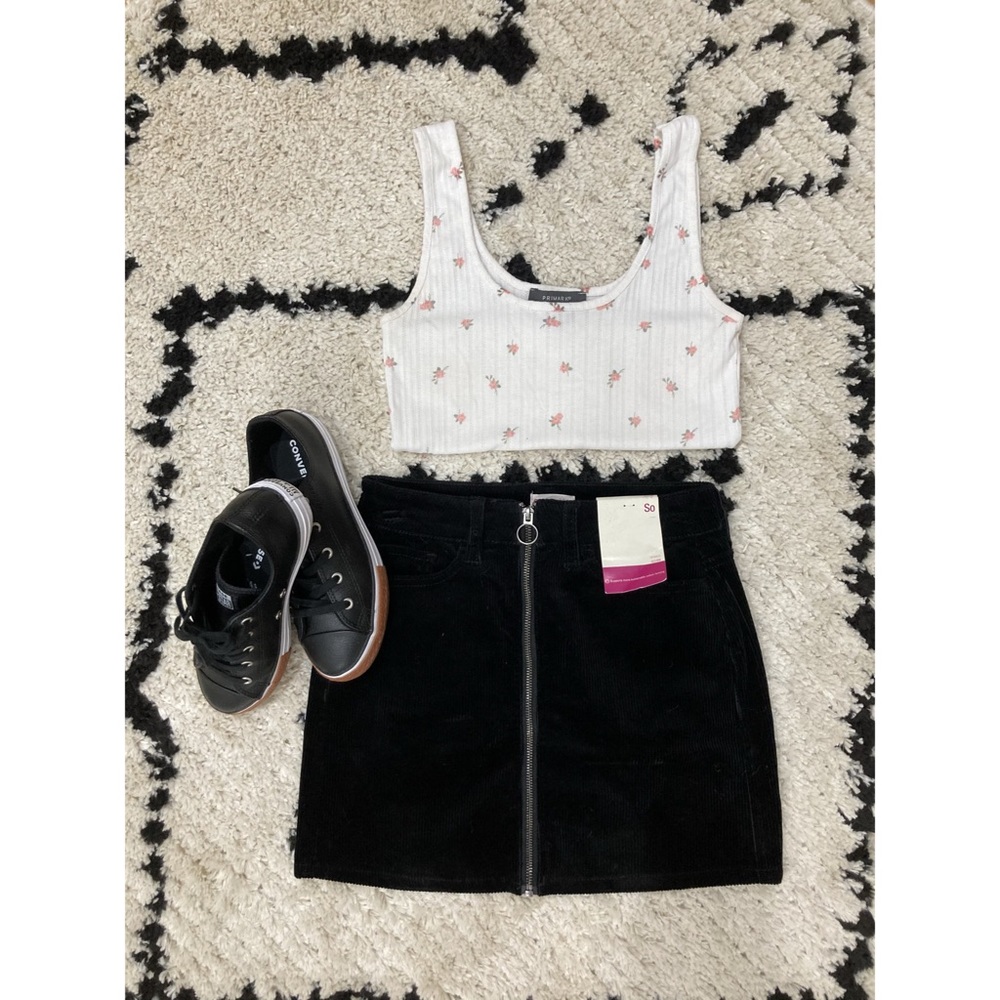 SO black corduroy high waist mini